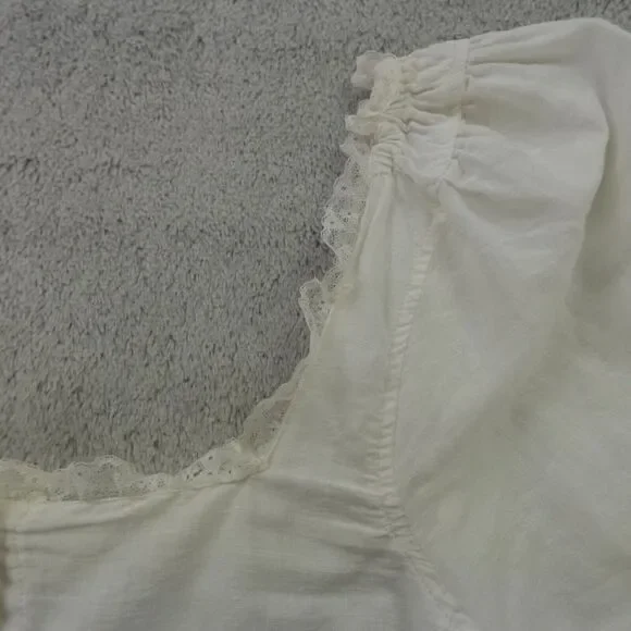 Sezane Blouse White Lace Trim Linen Frances Cottagecore - Picture 11 of 16